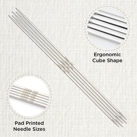 KnitPro Nova Cubics Double Pointed Needles – 12.5cm x 2mm Double Ended Knitting Pins, Set of 5, Silver