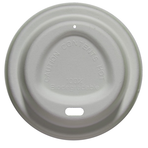 GoCoPack Pack of 100 - Eco-Friendly - 100% Biodegradable - Bagasse - White Coffee Cup Sip Lids - to Fit Standard 8oz or 12oz-16oz Paper Coffee Cups (Large to Fit Standard 12oz-16oz Cups)