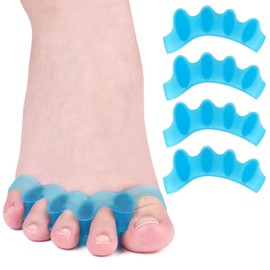 Hilph Toe Separator Gel for All Toes, Soft Toe Separator Gel Toe Spacers for Bunion Correction, Plantar Fasciitis Relief, Hammer Toe, 4 Pack Blue
