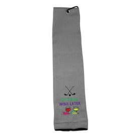 PXTIDY Golf Gift for Women Men Putt Now Wine Later Golf Towel Golf Wine Golfer Gift Embroidered Golf Towel with Clip(Grey)
