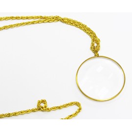 Binger 2" inch Round Optical Glass Magnifier Golden Frame Coat Chain Magnifying Glass