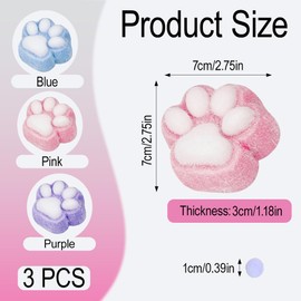 Enweibingshi 3 Pcs Cat Paw Taba Squishy, Soft Stress Relieving Squeeze Toy, Lovely Stretchy Cat Paw Squishy for Boys & Girls Birthday Party Gifts/Stress Relief/Relaxation (purple)