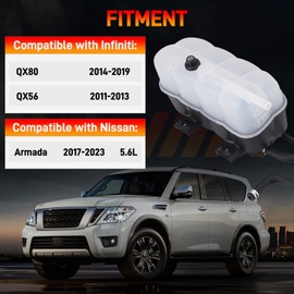 217101LA1A Coolant Reservoir Tank Radiator Overflow Bottle with Hose Compatible with Nissan Armada 2017-2023, Infiniti QX80 2014-2019, QX56 2011-2013, Expansion Tank Replace 21710-1LA1A