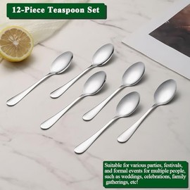 Berglander Coffee Spoons 12 Pieces 14 cm, Stainless Steel Teaspoon Mini Spoon Set for Tea, Dessert, Ice Cream, Demitasse Espresso, Metal Cutlery Spoon for Home, Kitchen, Restaurant, Cafe, Party