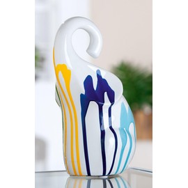 GILDE Ceramic Elephant Figurine Glazed White 26cm High 14cm Wide 13cm Deep