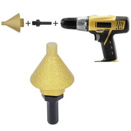 Beveling Chamfer Bit, Countersink Drill Bit Shower Porcelain Tile Hole Cutter, 38mm Diameter Conical Grinder Bit with M10 Rod for Drilling Enlarging Polishing 50 Grit