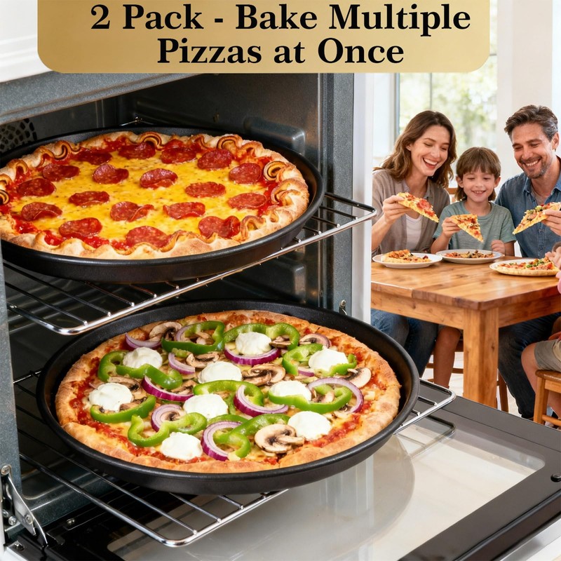 HERMARM 12 Inch Pizza Pan for Oven, 2 Pack Nonstick
