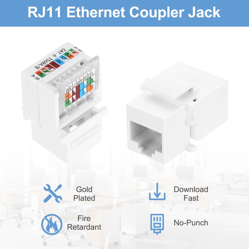 sourcing map 20 Pack Cat 6 Tool-Free RJ45 Ethernet Jack,