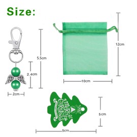 FONCBIEN 72 Pcs Guardian Angel Keychains, Thank You Gift Sets with 24Pcs Angel Keyrings, 24Pcs Organza Bags and 24Pcs Merry Christmas Tags Guardian Angel Pendants for Wedding Gifts Christmas Favor