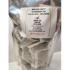 Mullein Leaf Elderberry Blend Tea Bags - All Natural Wildcrafted (30)