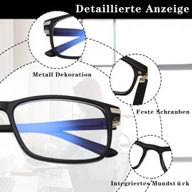 Vecien Blue Light Filter Glasses Computer Glasses PC Gaming Anti UV400 Women and Men Without Prescription Anti-Reflective, Black (2-packs, C2+C3)