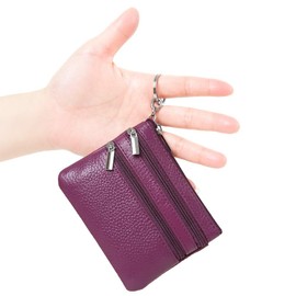 Ladies Genuine Leather Wallet with Key Ring, Purple, purse