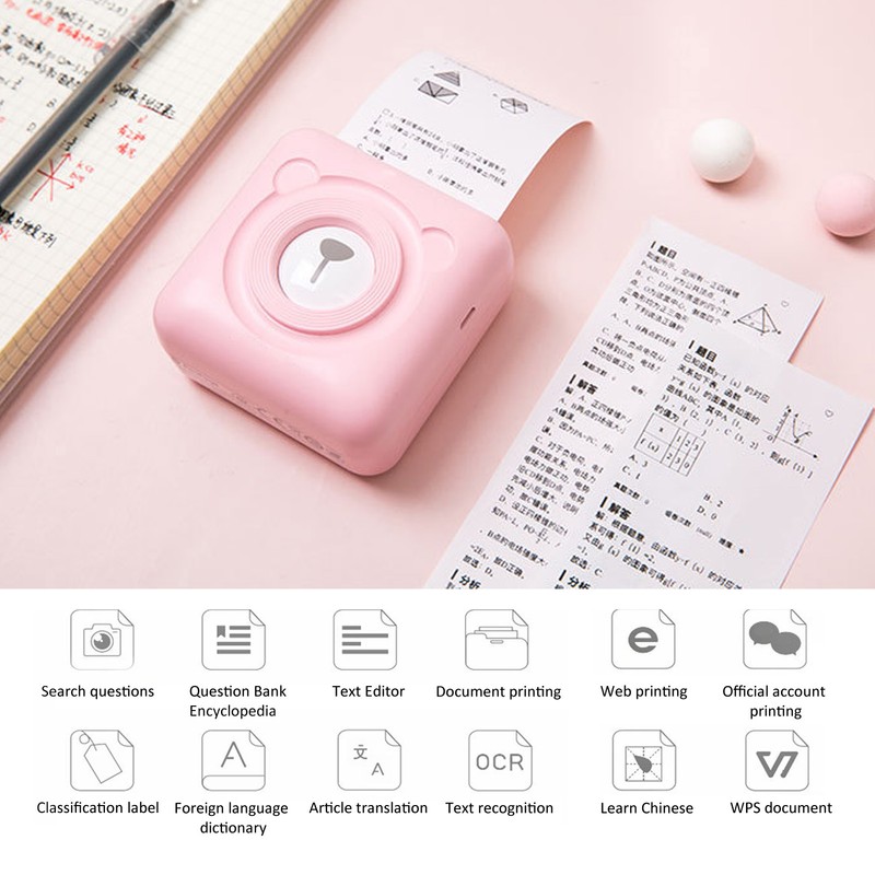Mini Printer Pocket Portable Bluetooth Photo Wrong Question Label Printing
