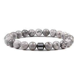 Yecomsy Natural Healing Gemstones Bracelet Anti Alcohol Bracelet Anxiety Stress Relief Gifts-Gray Stone