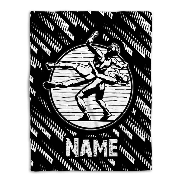 Custom Abstract Pattern Wrestling Lover Wrestler Black White Personalized Name