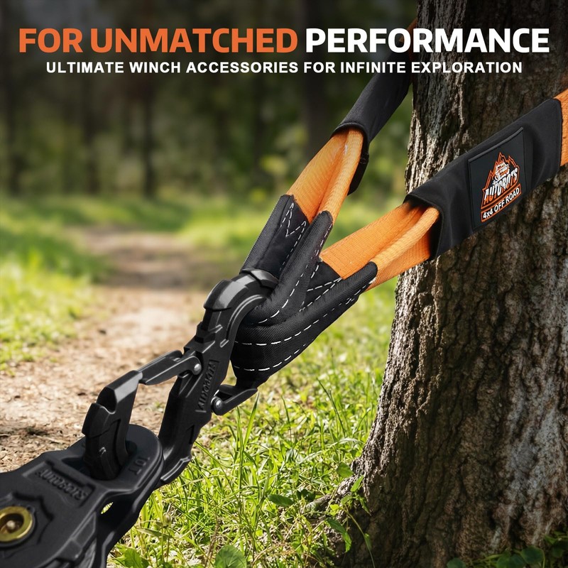 Tree Saver Strap with S-Shaped Hook Recovery Tow Strap Kit
