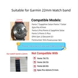 AHXLL Hook and Loop Watch Band Compatible with Garmin Fenix 7/Fenix 6/EPIX Gen 2/Fenix 5/Instinct, 22mm Nylon Sport Wristband Strap (Pink)