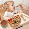 Bamboo Suction Plates Bowls Set for Baby Toddler - Includes
