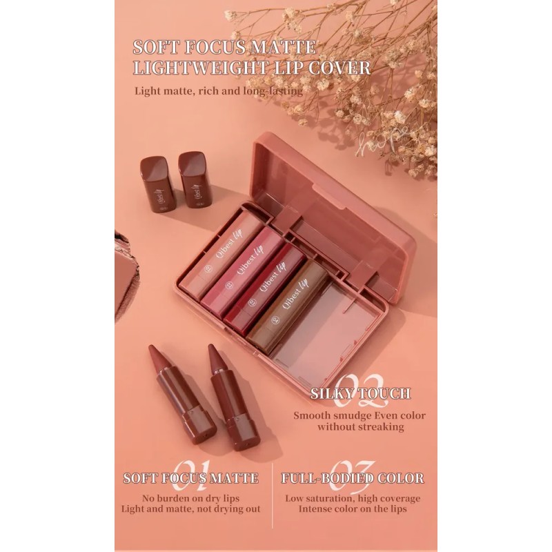 Set Labiales Mate En Barra Larga Duración Con Estuche 6pcs
