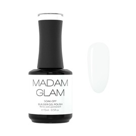 Madam Glam - Hema-Free Soak-Off Builder Gel 15 ml 0.5 fl/oz - White - UV/LED Lamp - Increases Nail Flexibility, Prevents Nail Breaking - Super Long Lasting