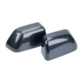 Rldym Exterior Tow Mirror Cover Cap Left and Right HC3Z17D742CA HC3Z17D743CA for 2017-2024 F250 F350 F450 F550 Super Duty, Rearview Top Half Door Mirror Cover Replace# FO1326120 (Carbon Fiber)