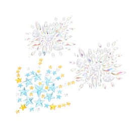 Ipetboom 2 Sets Colored Patch Gem Stickers for Women Breast Chest Jewels Rhinestone Body Gems for Girls Easy Peel Stick