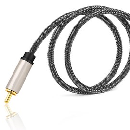 RCA to 3.5mm Mono, tunghey Nylon Braided 3.5mm 1/8 inch Mono Male Plug to RCA Male Audio Cable Adapter, RFAdapter for Speakers, Subwoofer (0.5m)