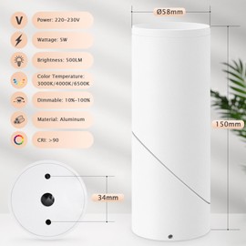 YindaLux Set of 2 LED Surface-Mounted Spotlights, Dimmable, Swivelling Ceiling Spotlights, White, Surface-Mounted Spotlights, Including 5 W 500 LM LED Module 230 V, 3000 K/4000 K/6500 K,