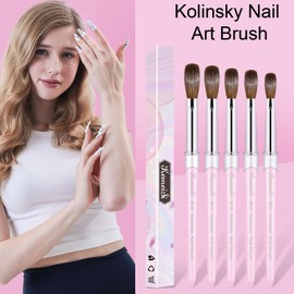 KEMEISI Acrylic Nail Brush Size #16, 100% Pure Kolinsky Nail Art Brushes for Acrylic Application, Sturdy Handle Oval Shaped Acrylic Powder Nail Design Tools for Professional Manicure DIY