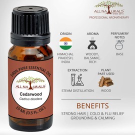All Naturals 100% Pure Cedarwood (Virginia) Essential Oil - 15Ml For Hair, Skin & Aroma