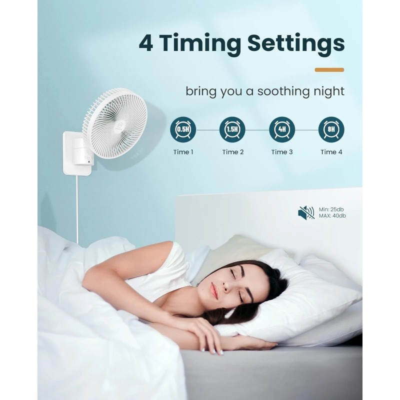 LEMOISTAR 8 Inch Small Wall Mounted Fan with Remote Control,