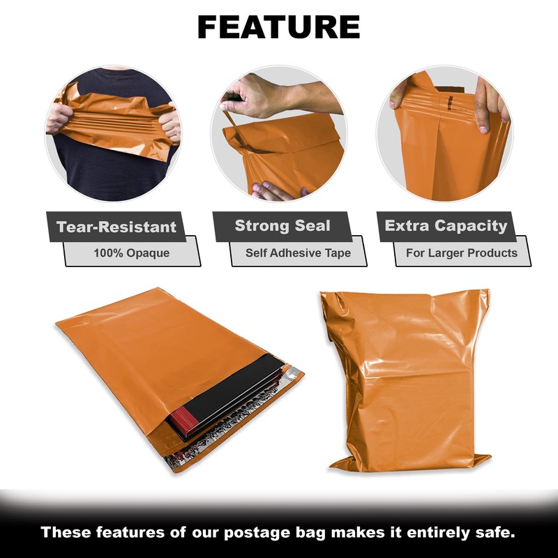 JeeJaan® 50 Pcs of Orange Courier Bags 12 x 16