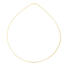 1mm 14k gold plated on solid sterling silver 925 Italian Omega chain necklace chocker with spring ring clasp - inch 22"/55cm