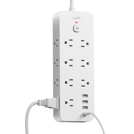 Surge Protector Power Strip with USB Ports, 14 AC Outlets with 4 USB Ports (1 USB C), 5 Feet Extension Cord with Multiple outlets, 1875W/15A, One Touch Switch Button, Wall Mountable for Home, Office