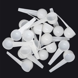 Honbay 20PCS 10ml 5g White Plastic Measuring Spoons Coffee Sugar Protein Powder Spices Scoops (Round bottom)