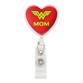 Wonder Woman Wonder Mom Logo Heart Lanyard Retractable Reel Badge ID Card Holder