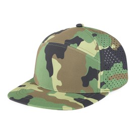 FEINION Men Flat Brim Baseball Cap Adjustable Performance Snapback Hat Laser Perforated Cap (Green Camouflage)
