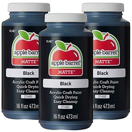 Apple Barrel Pintura acrílica, negro, 16 oz, 21148EA (paquete de 3)