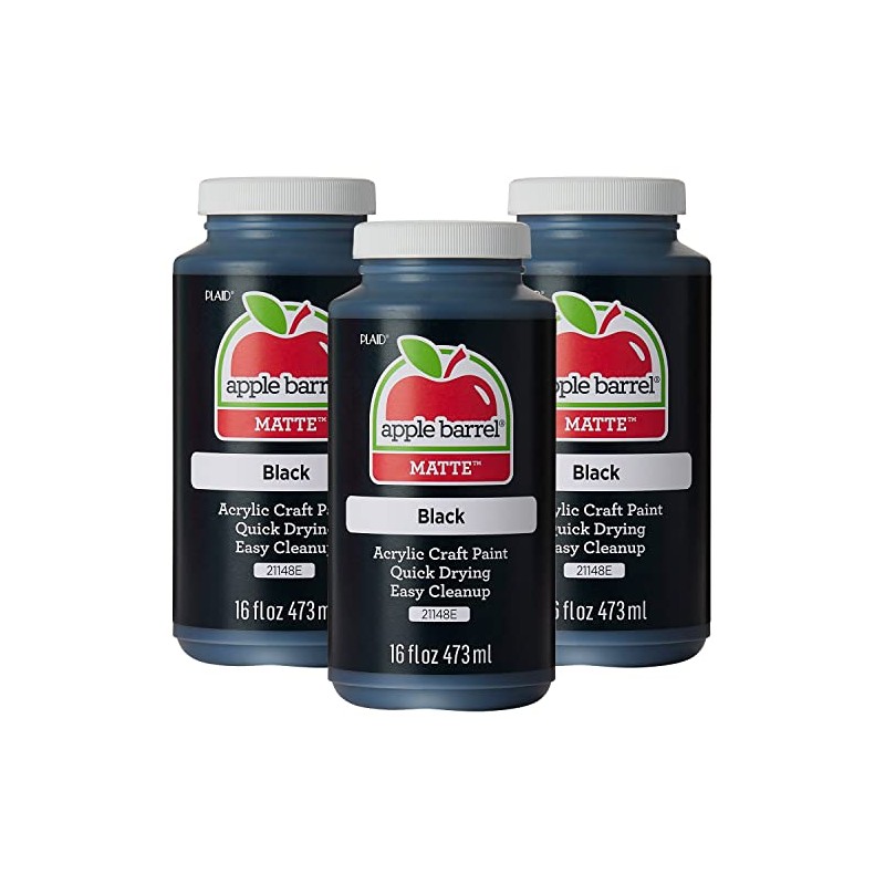 Apple Barrel Pintura acrílica, negro, 16 oz, 21148EA (paquete de