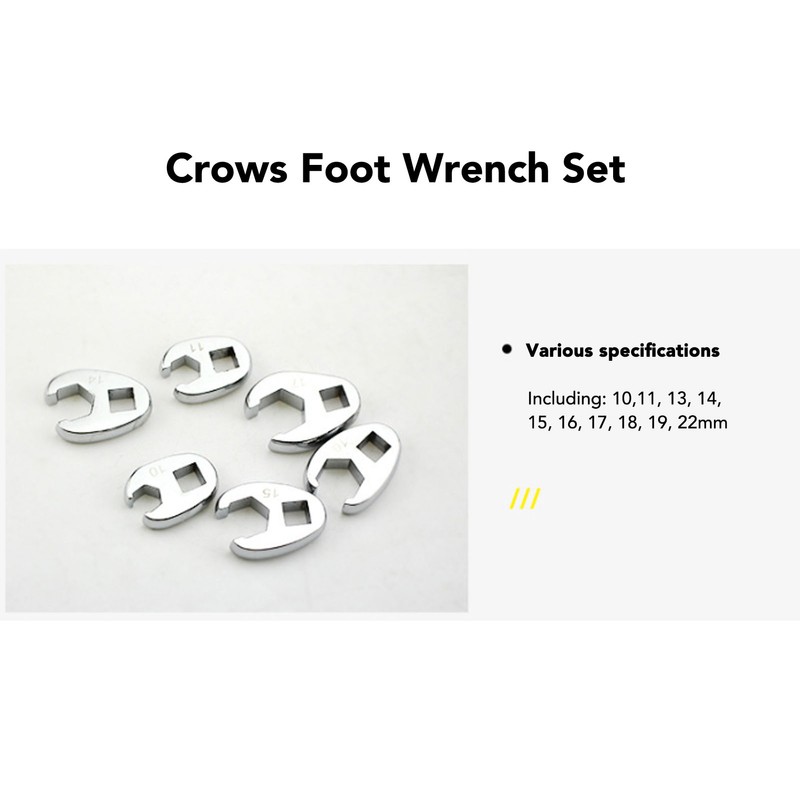 10pcs Crows Foot Wrench Set 10mm to 22mm Sizes Metric