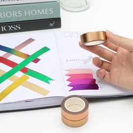 NatSumeBasics Bronze Gold Metallic Washi Tape 3pcs 0.6in x 32ft Foil Washi Tapes Colored Masking Tapes Stickers Self-Adhesive DIY Craft Decoration Gift Wrapping Tape (Bronze)