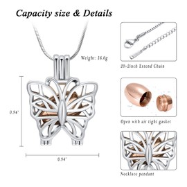 AIWENXI Cremation Jewelry Urn Necklace for Ashes Butterfly Urn Memorial Locket Pendant Necklace Hollow Flower Jar Keepsake Cremation Jewelry for Women,2pack