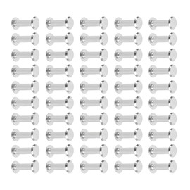 50 Sets Round Flat Head Chicago Screws M4 Stainless Steel Alloy Screw Rivets, Fastening for Leather Crafts and Clothing
