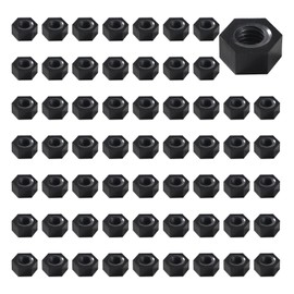 Lyeteung 60 PCS M6 Metric Thread Hexagon Fastener, Nylon Hex Nuts, Metric Coarse Thread Hexagon Nuts, Black