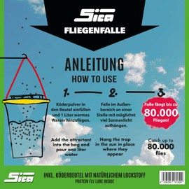 Sica Nachfüllpack für Fliegenfalle - hochwirksam & extrem effektiv - Köderbeutel für Fliegenfänger - Fliegenköder zur Fliegenbekämpfung - Ersatzköder zur Fliegenabwehr