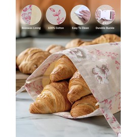 Reusable Beeswax Bread Bags(2 Pack), Beeswax Bags for Sourdough/Homemade Bread, Natural Cotton Bees Wax Bag, Fresh and Refrigerable, New Upgrade Food Storage Bag, Large Capacity and Portable