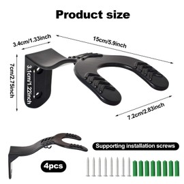 Disnace Pack of 4 Motorcycle Helmet Mount, Helmet Mount Wall, Helmet Wall Mount, Heavy Motorcycle Helmet Mount Wall Mount, Wall Mounted Helmet Shelf with Screws for Helmets Bags Keys, Black