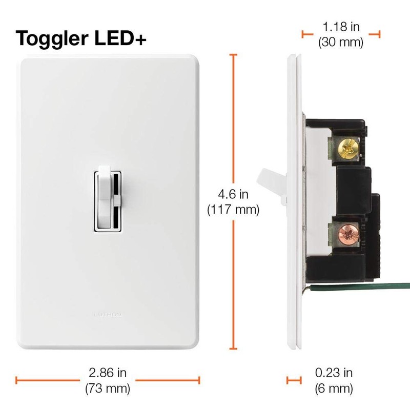Lutron Ariadni/Toggler LED+ Dimmer Light Switch for Dimmable LED, Halogen