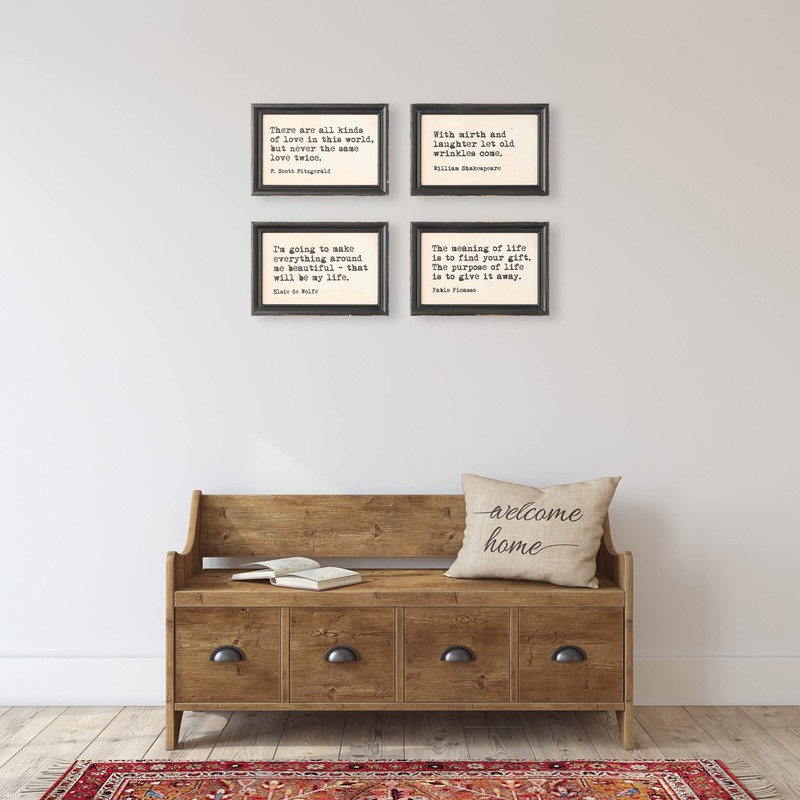 Creative Co-Op Wood Framed Wall Décor with Quotes (Set of