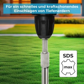 GRAFT® Tiefenerder Eintreiber SDS MAX | Professional Erdnagel Eintreiber zum Einstecken von Tiefenerder Erdungsstab Erdspiess Erdungsspiess Staberder | SDS MAX Aufnahme für Erdungsstange mit Ø20mm